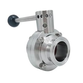 Válvula de borboleta sanitária manual, tri válvula de borboleta de aço inoxidável da braçadeira 304 316L