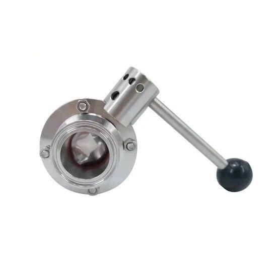 Válvula de borboleta sanitária manual, tri válvula de borboleta de aço inoxidável da braçadeira 304 316L