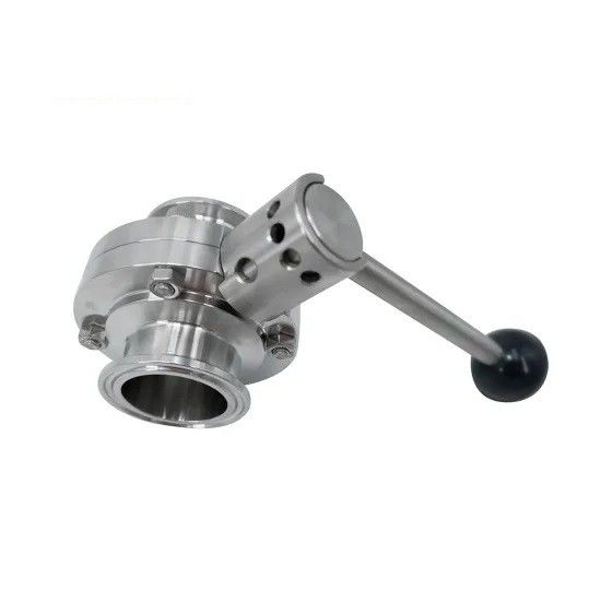 Válvula de borboleta sanitária manual, tri válvula de borboleta de aço inoxidável da braçadeira 304 316L