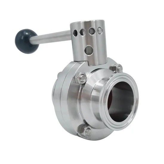 Válvula de borboleta sanitária manual, tri válvula de borboleta de aço inoxidável da braçadeira 304 316L