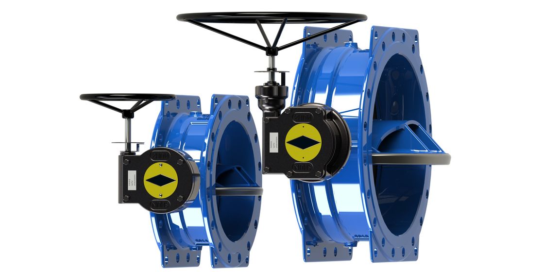 Válvula de controle azul da água de RAL 5010, válvula de borboleta excêntrica dobro