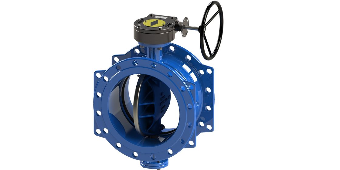 Válvula de controle azul da água de RAL 5010, válvula de borboleta excêntrica dobro
