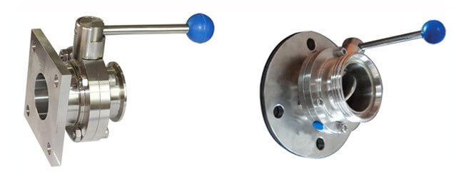 As válvulas de borboleta sanitárias manuais esquadram ou flange redonda para os tanques do vinho