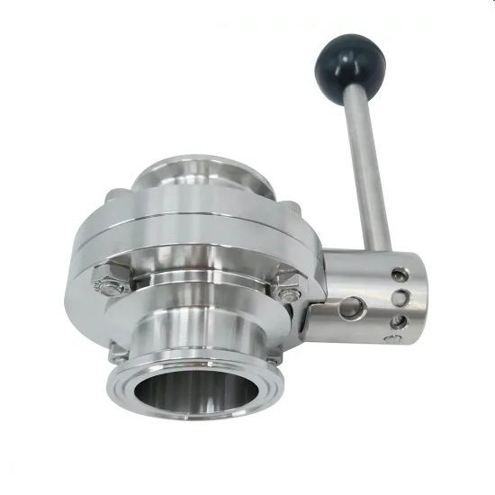 Tri manual sanitário de aço inoxidável higiênico da válvula de borboleta da braçadeira 304 316L